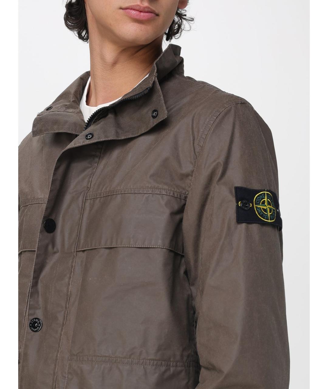 STONE ISLAND Коричневая полиэстеровая куртка, фото 4