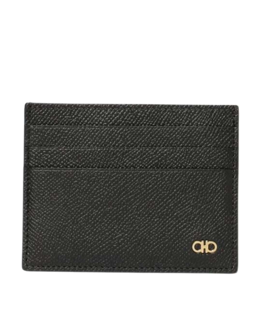 FERRAGAMO Черный кожаный кардхолдер, фото 1
