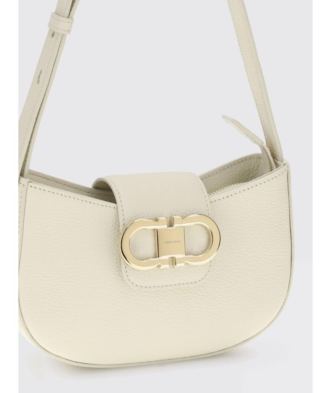 FERRAGAMO Бежевая кожаная сумка через плечо, фото 3