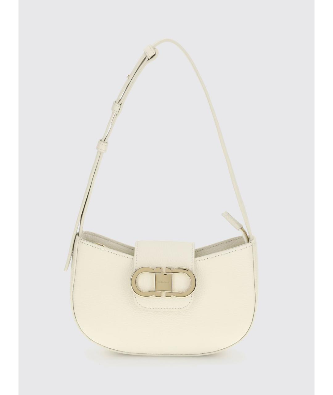 FERRAGAMO Бежевая кожаная сумка через плечо, фото 4