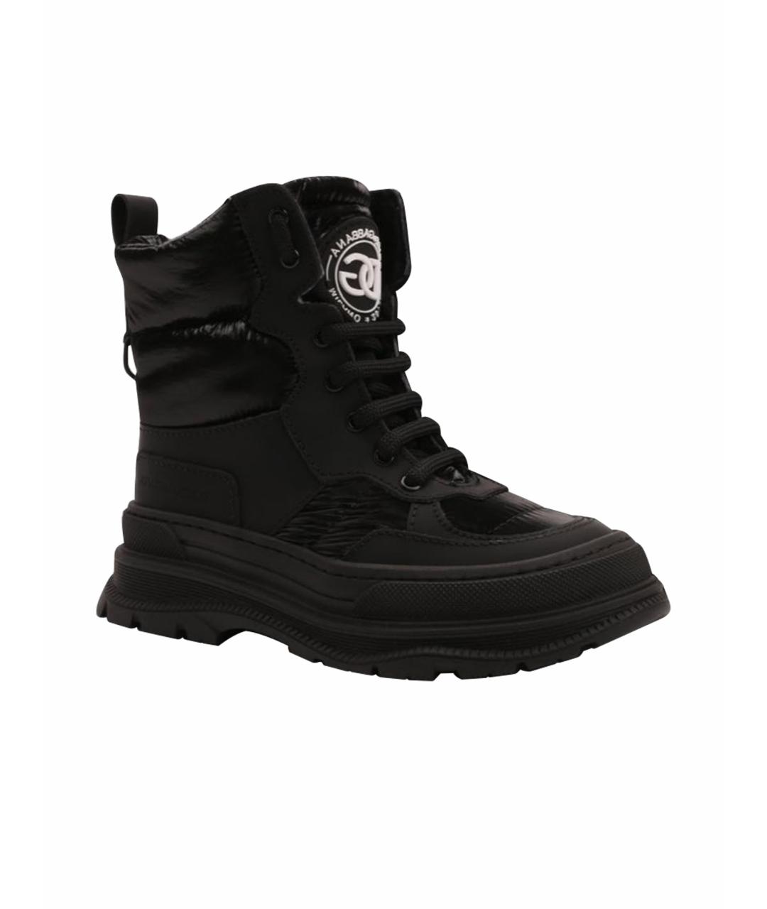 DOLCE&GABBANA Черные кожаные ботинки, фото 1