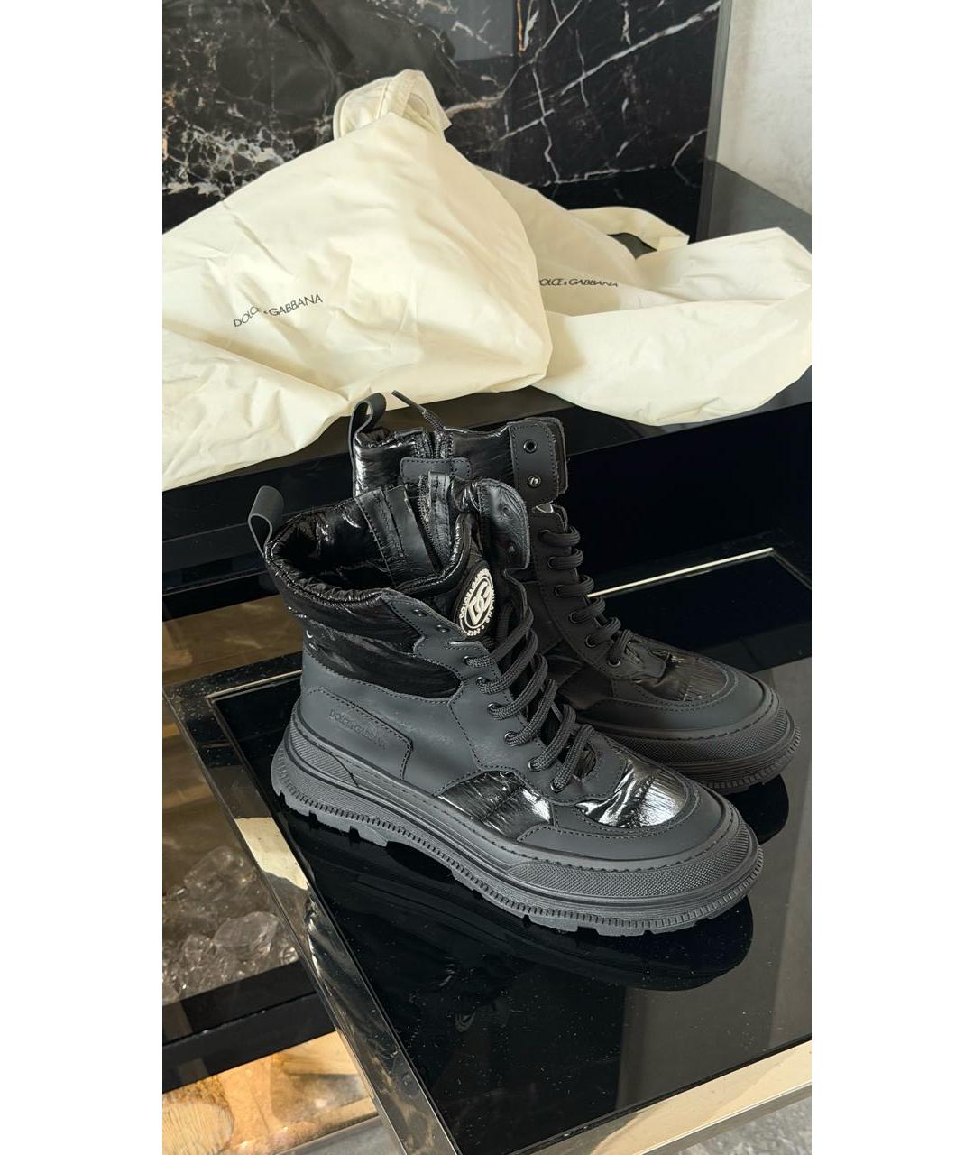 DOLCE&GABBANA Черные кожаные ботинки, фото 6