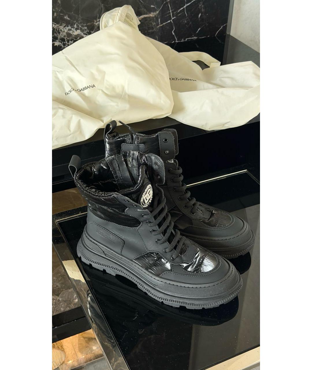 DOLCE&GABBANA Черные кожаные ботинки, фото 8