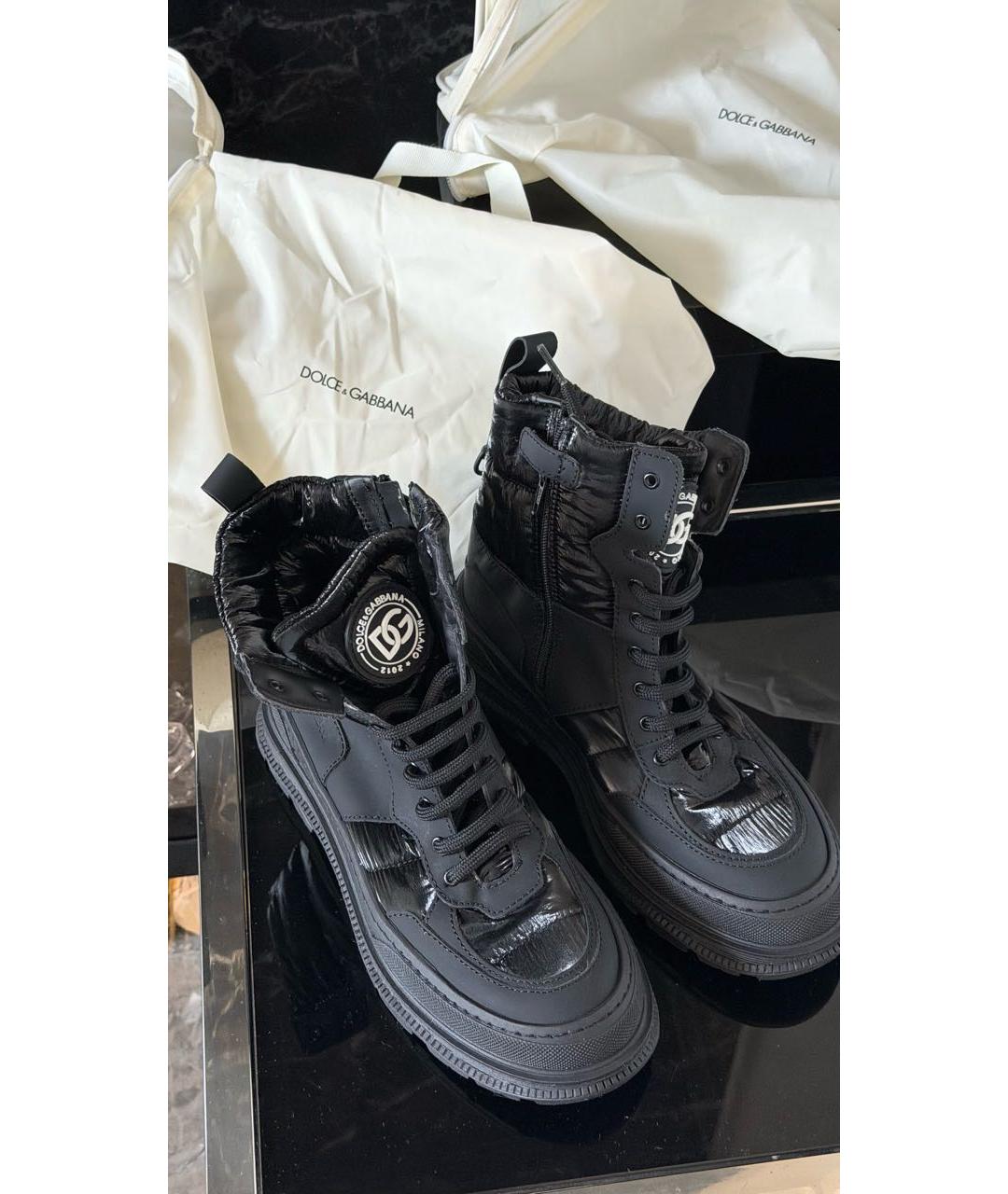 DOLCE&GABBANA Черные кожаные ботинки, фото 7