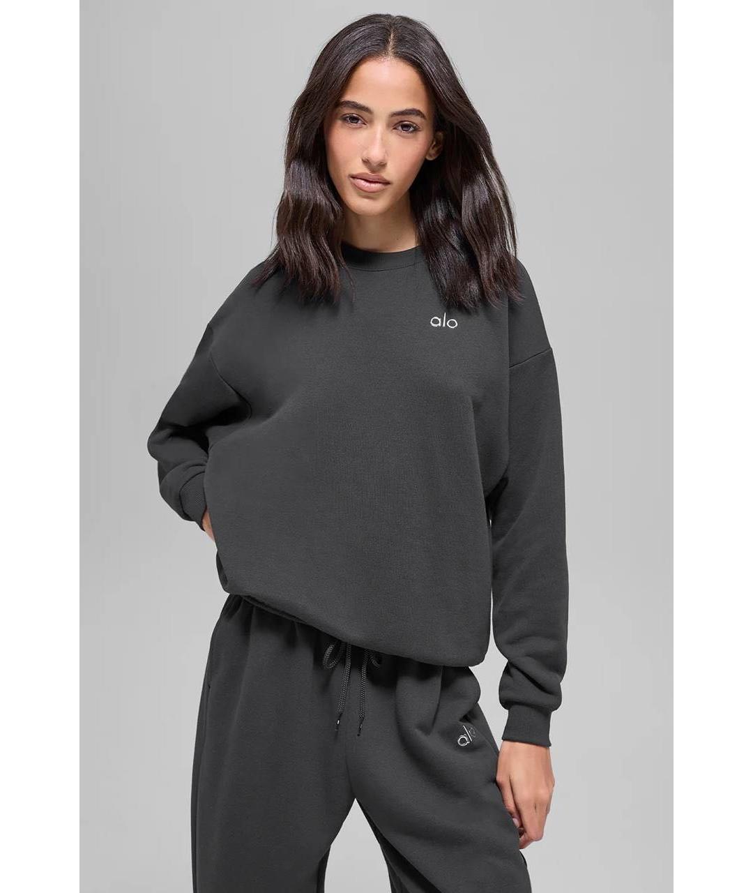 ALO YOGA Антрацитовый хлопковый спортивные костюмы, фото 3