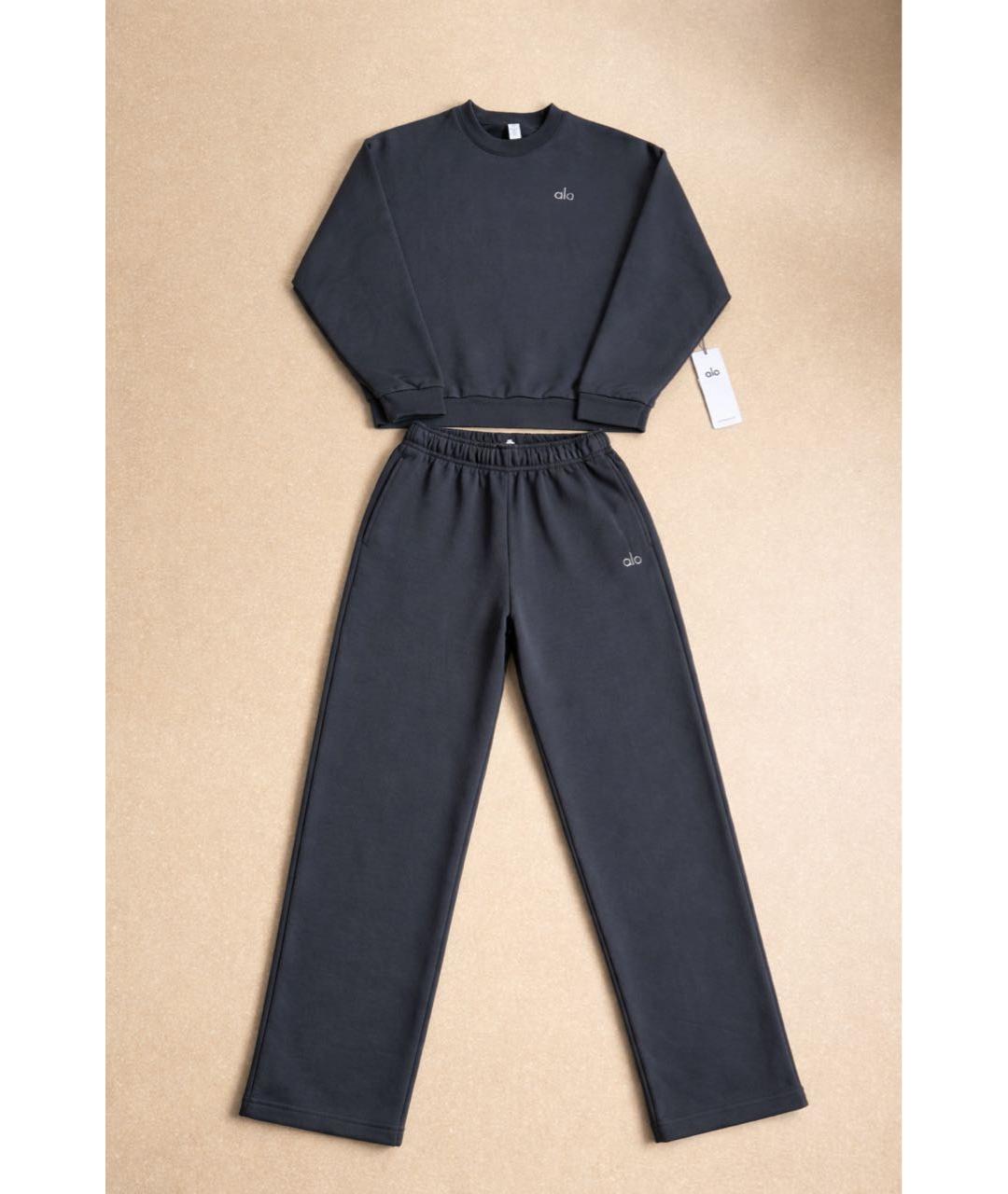 ALO YOGA Антрацитовый хлопковый спортивные костюмы, фото 5