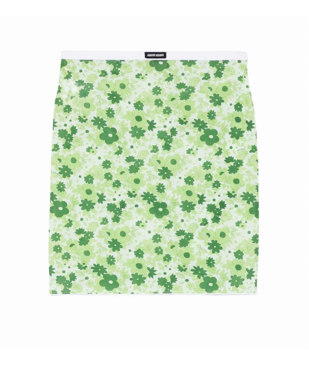 MIU MIU Зеленая полиамидовая юбка миди, фото 4