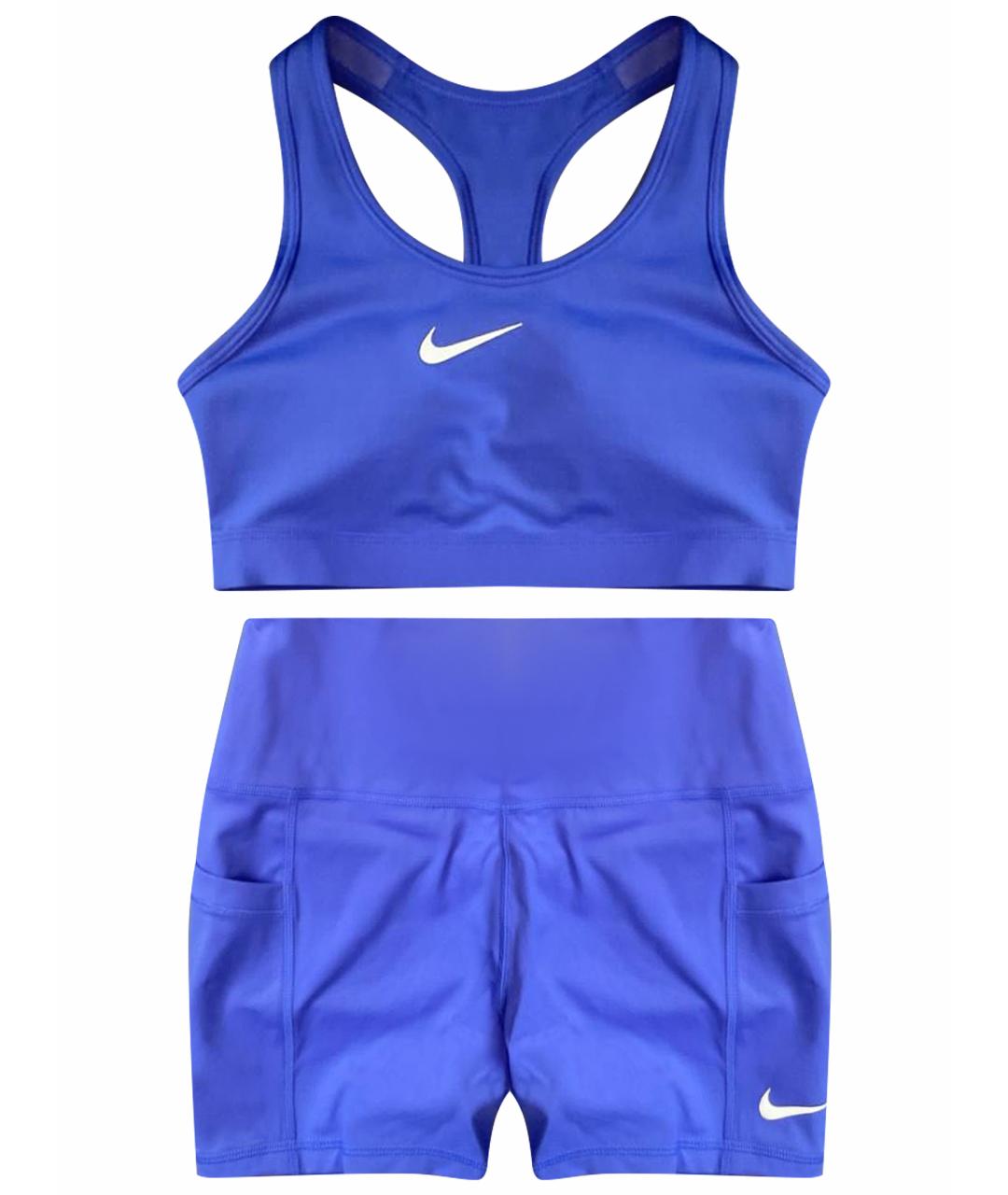 NIKE Синие полиэстеровые спортивные брюки и шорты, фото 1