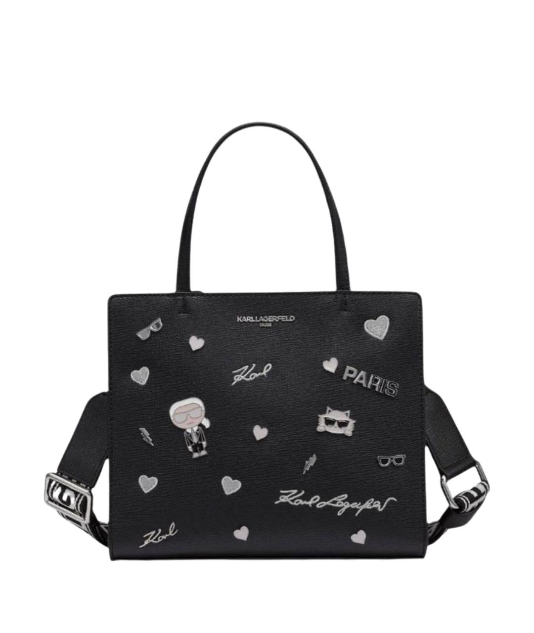 KARL LAGERFELD Черная кожаная сумка тоут, фото 1