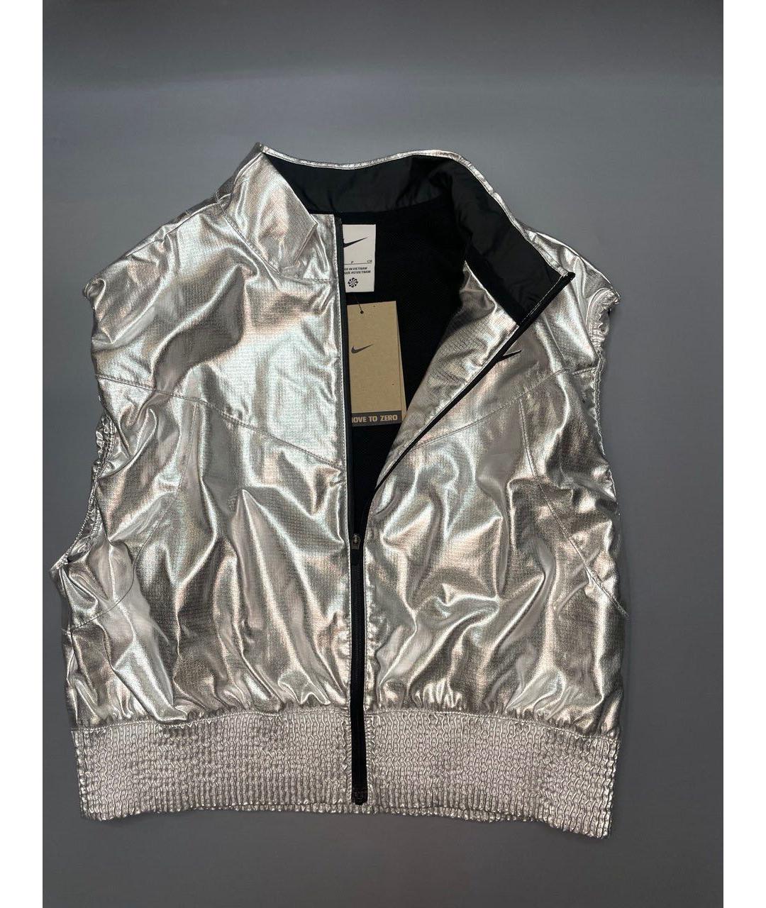 NIKE Серебряная полиэстеровая спортивная куртка, фото 4