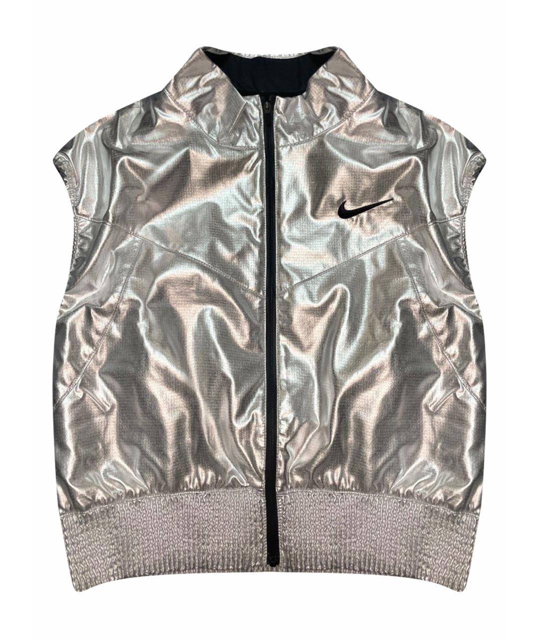 NIKE Серебряная полиэстеровая спортивная куртка, фото 1