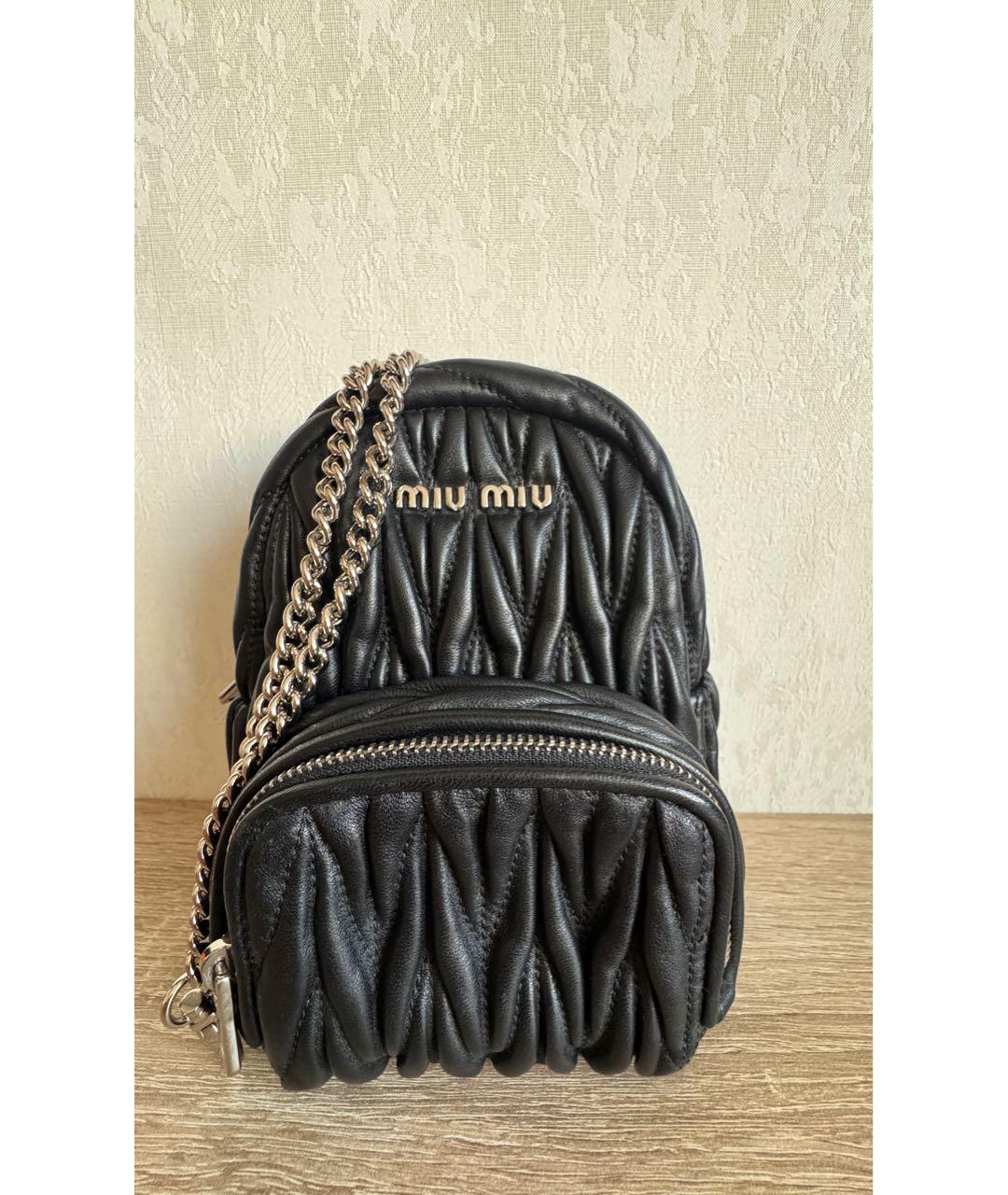 MIU MIU Черный кожаный рюкзак, фото 9