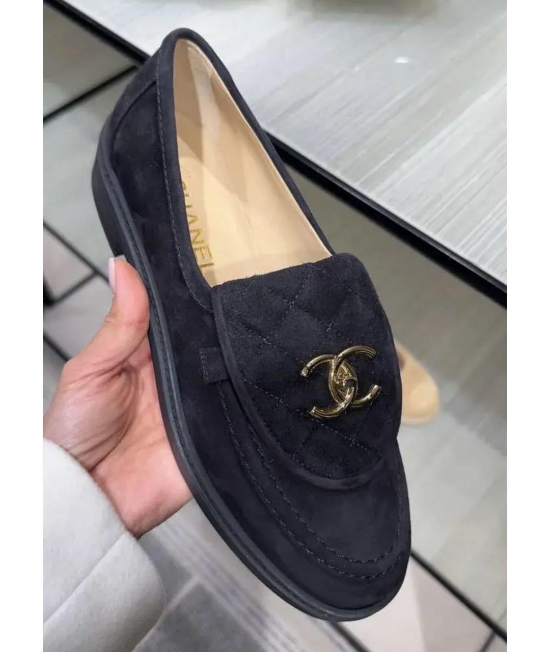 CHANEL Черные замшевые лоферы, фото 2