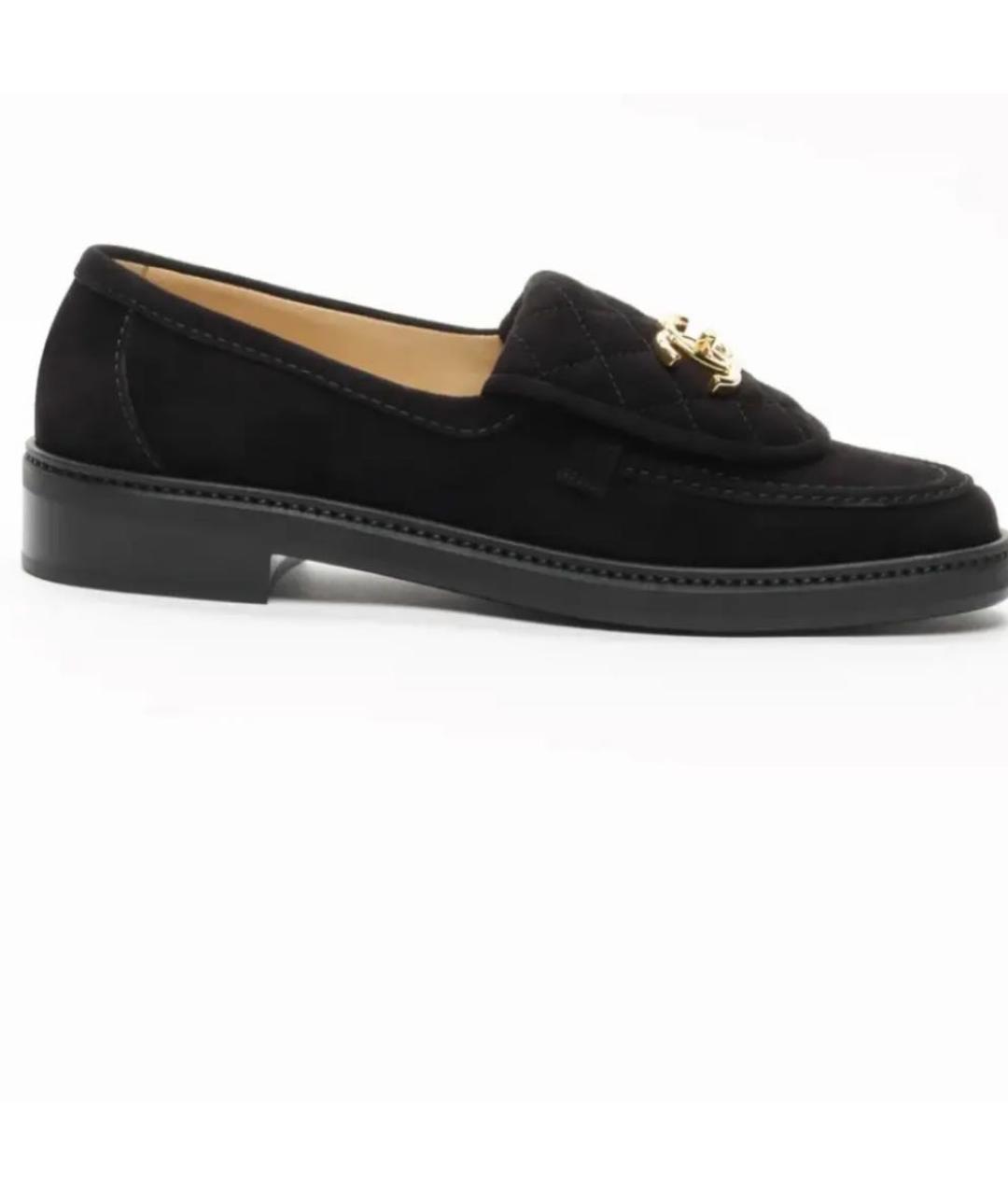 CHANEL Черные замшевые лоферы, фото 5