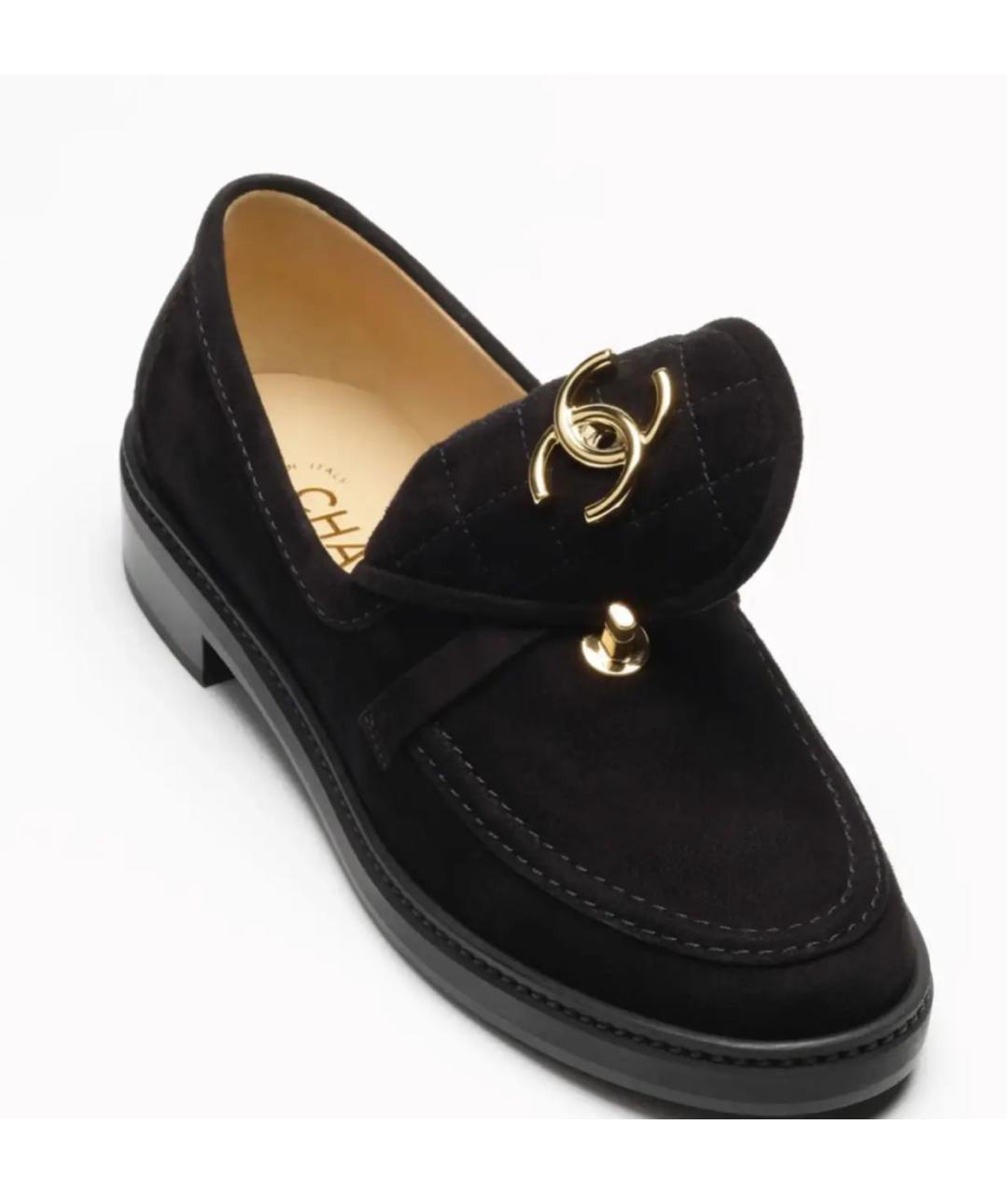 CHANEL Черные замшевые лоферы, фото 3