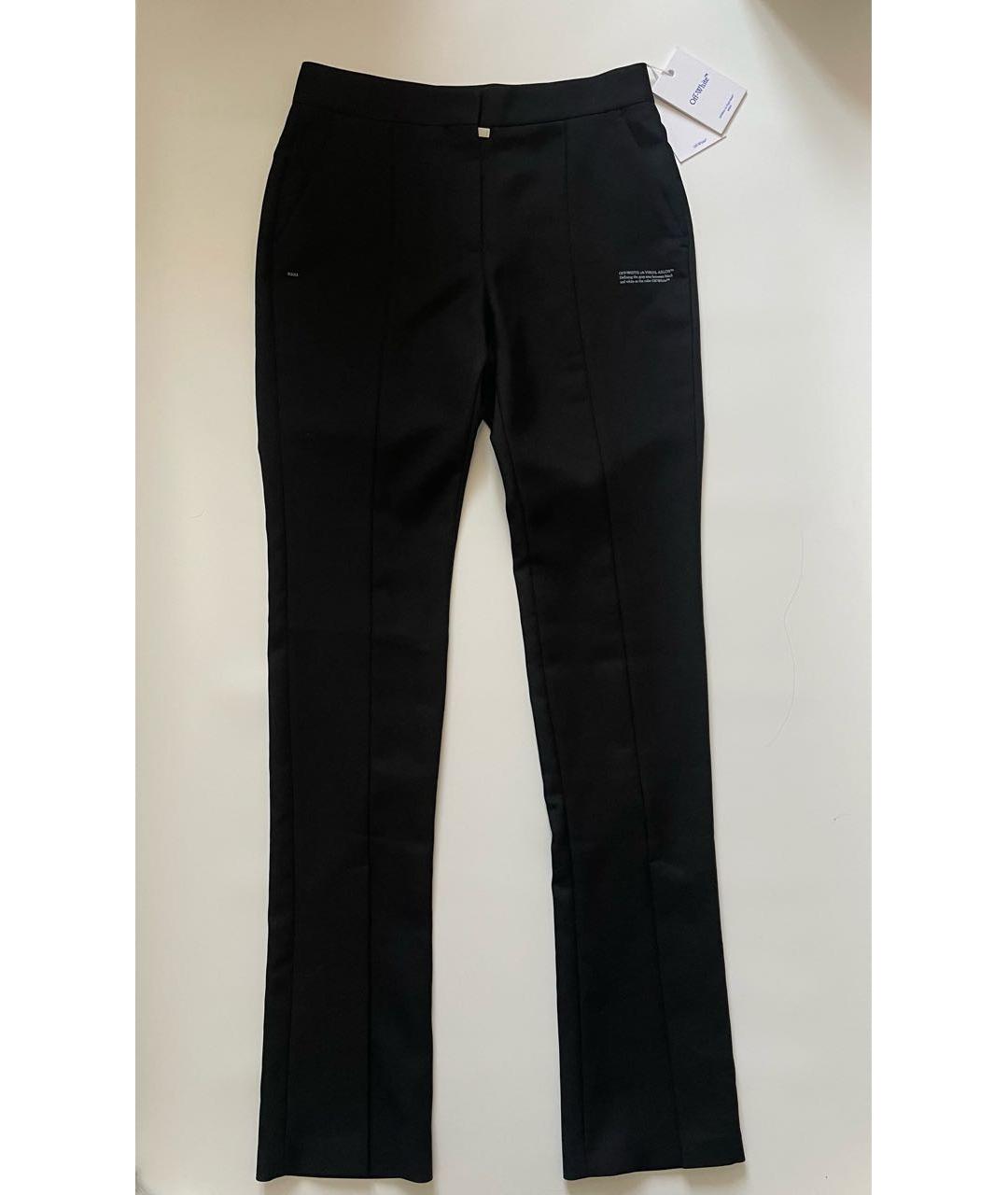 OFF-WHITE Черные полиэстеровые прямые брюки, фото 6