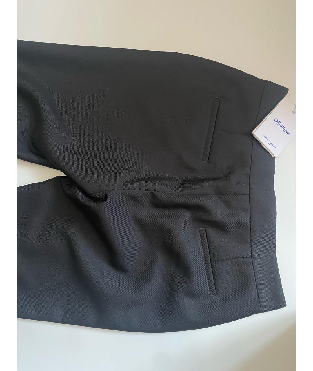 OFF-WHITE Черные полиэстеровые прямые брюки, фото 5