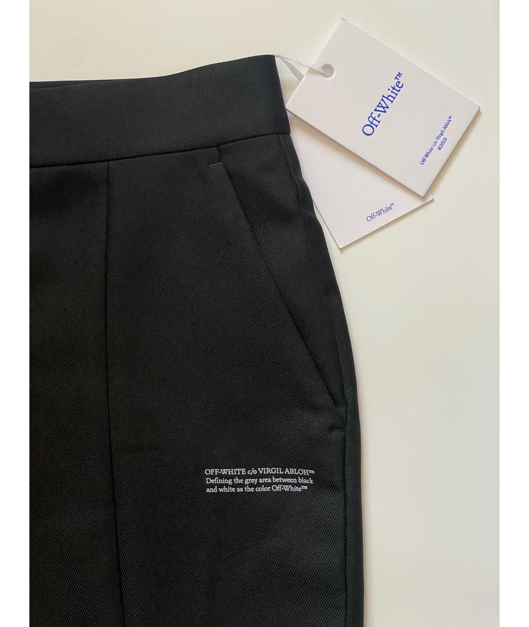 OFF-WHITE Черные полиэстеровые прямые брюки, фото 4