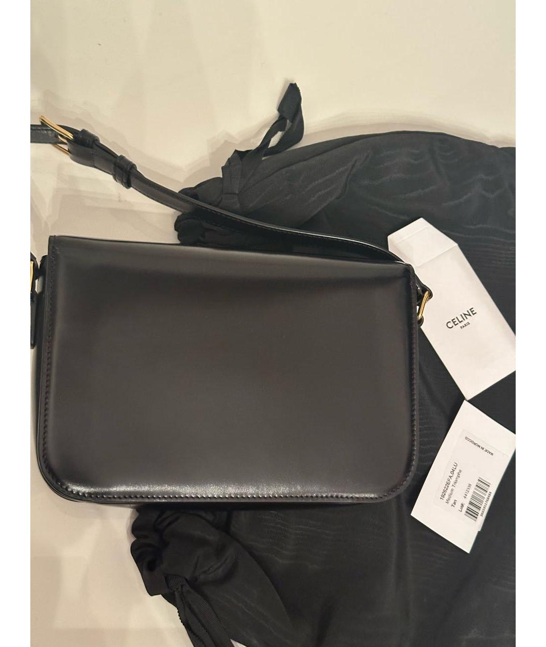 CELINE Черная кожаная сумка через плечо, фото 4