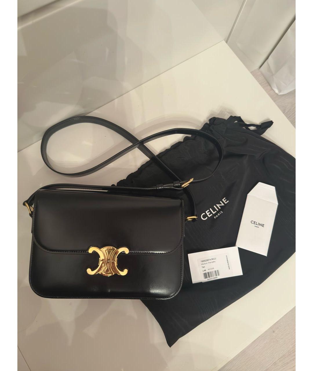CELINE Черная кожаная сумка через плечо, фото 9