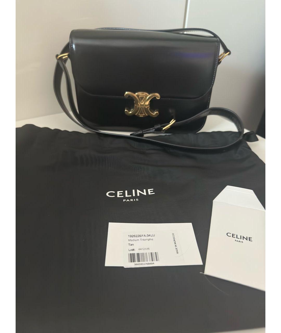 CELINE Черная кожаная сумка через плечо, фото 2