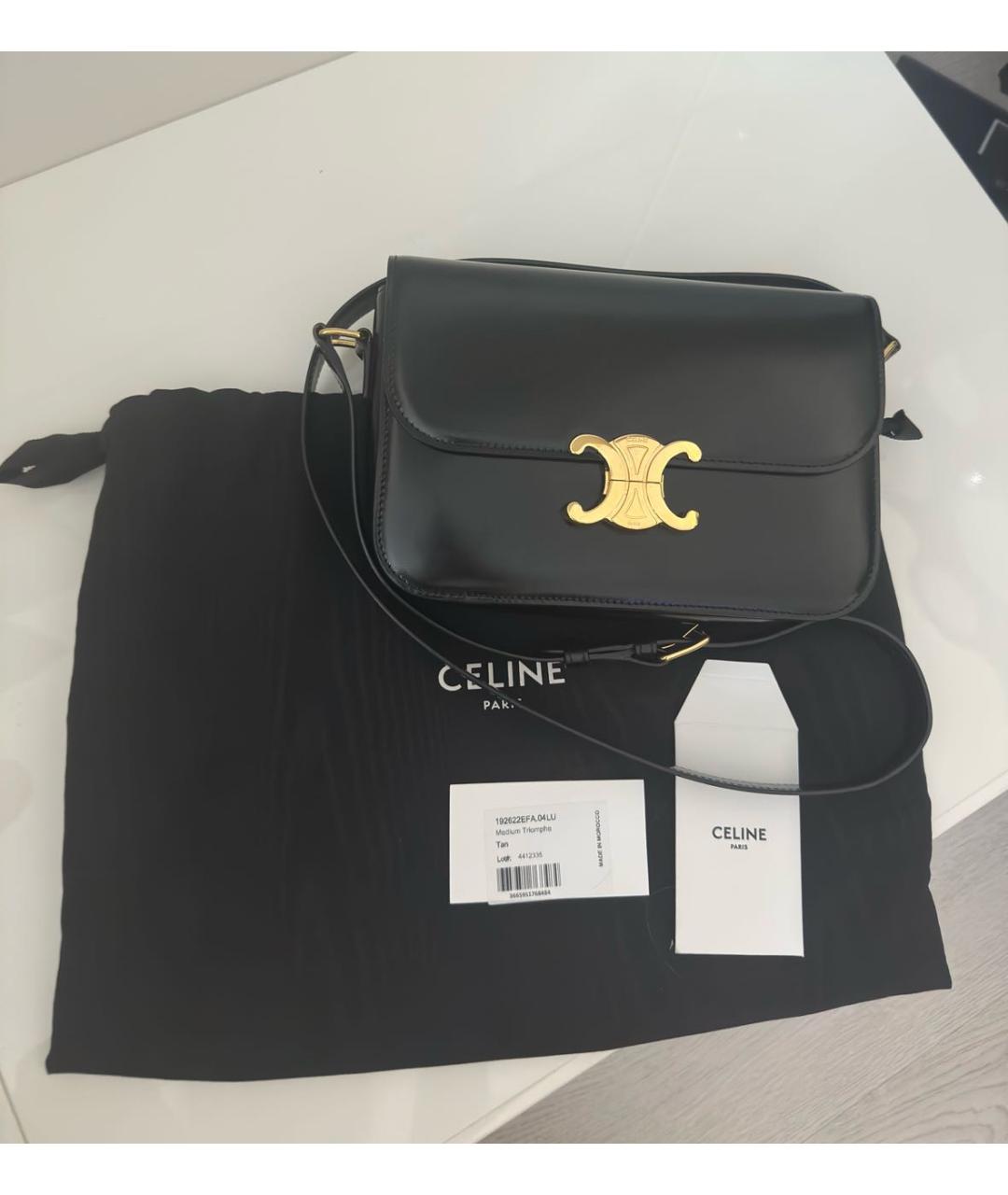 CELINE Черная кожаная сумка через плечо, фото 3