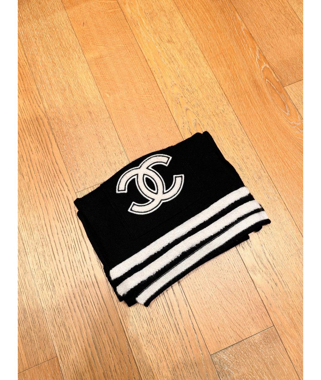 CHANEL Черный кашемировый шарф, фото 2