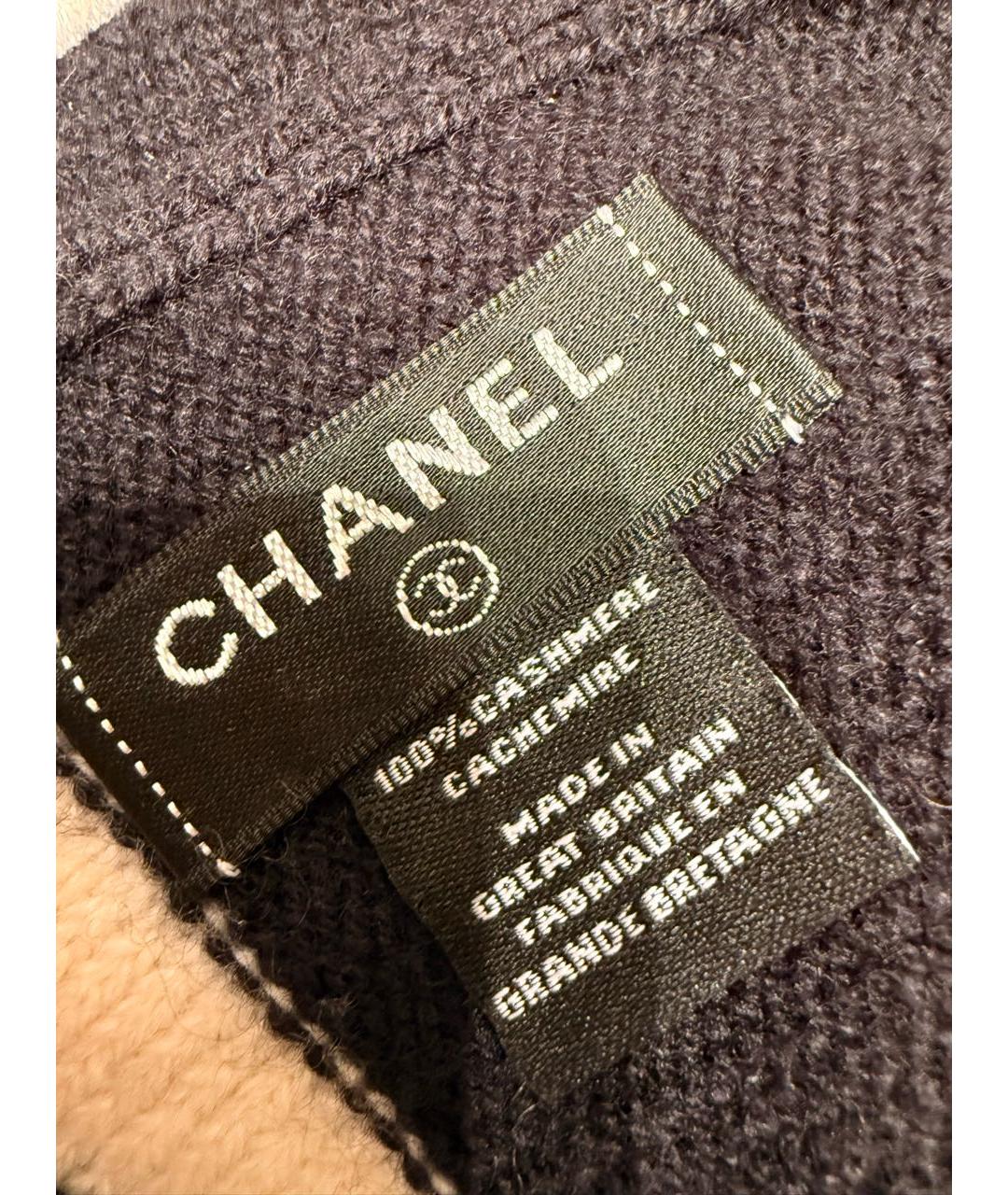 CHANEL Черный кашемировый шарф, фото 3