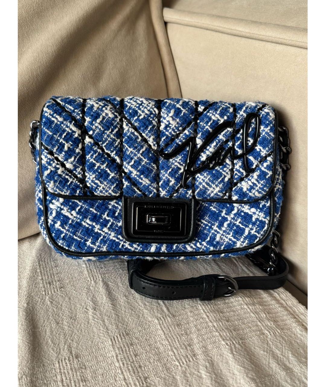KARL LAGERFELD Синяя твидовая сумка через плечо, фото 6