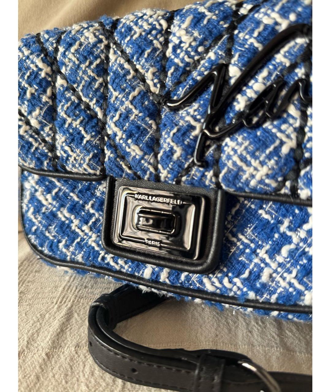 KARL LAGERFELD Синяя твидовая сумка через плечо, фото 3