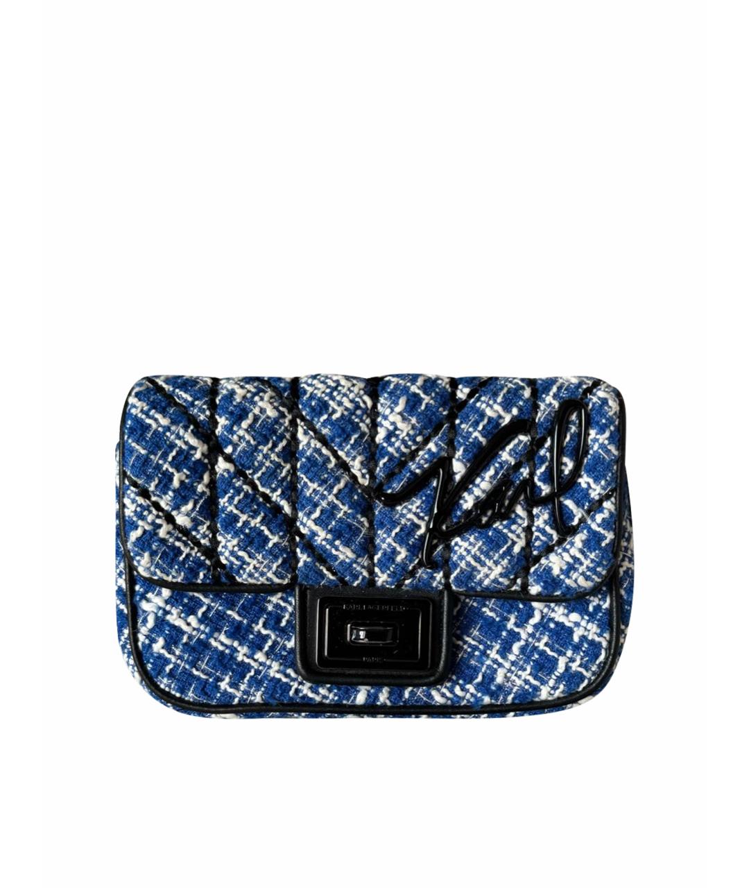 KARL LAGERFELD Синяя твидовая сумка через плечо, фото 1