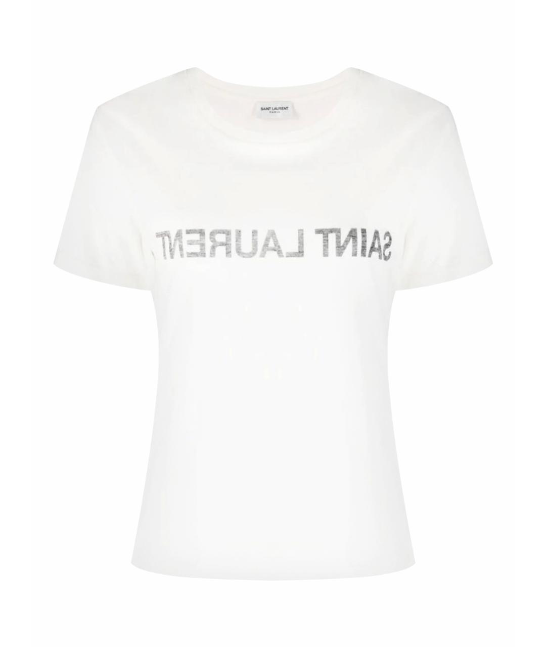 SAINT LAURENT Белая хлопковая футболка, фото 1