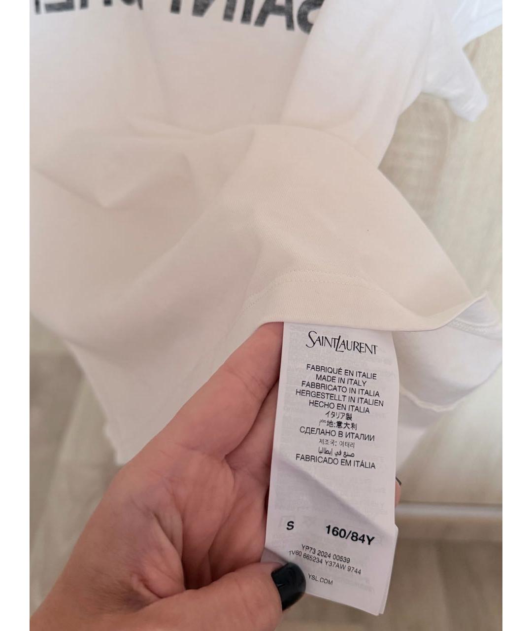 SAINT LAURENT Белая хлопковая футболка, фото 5