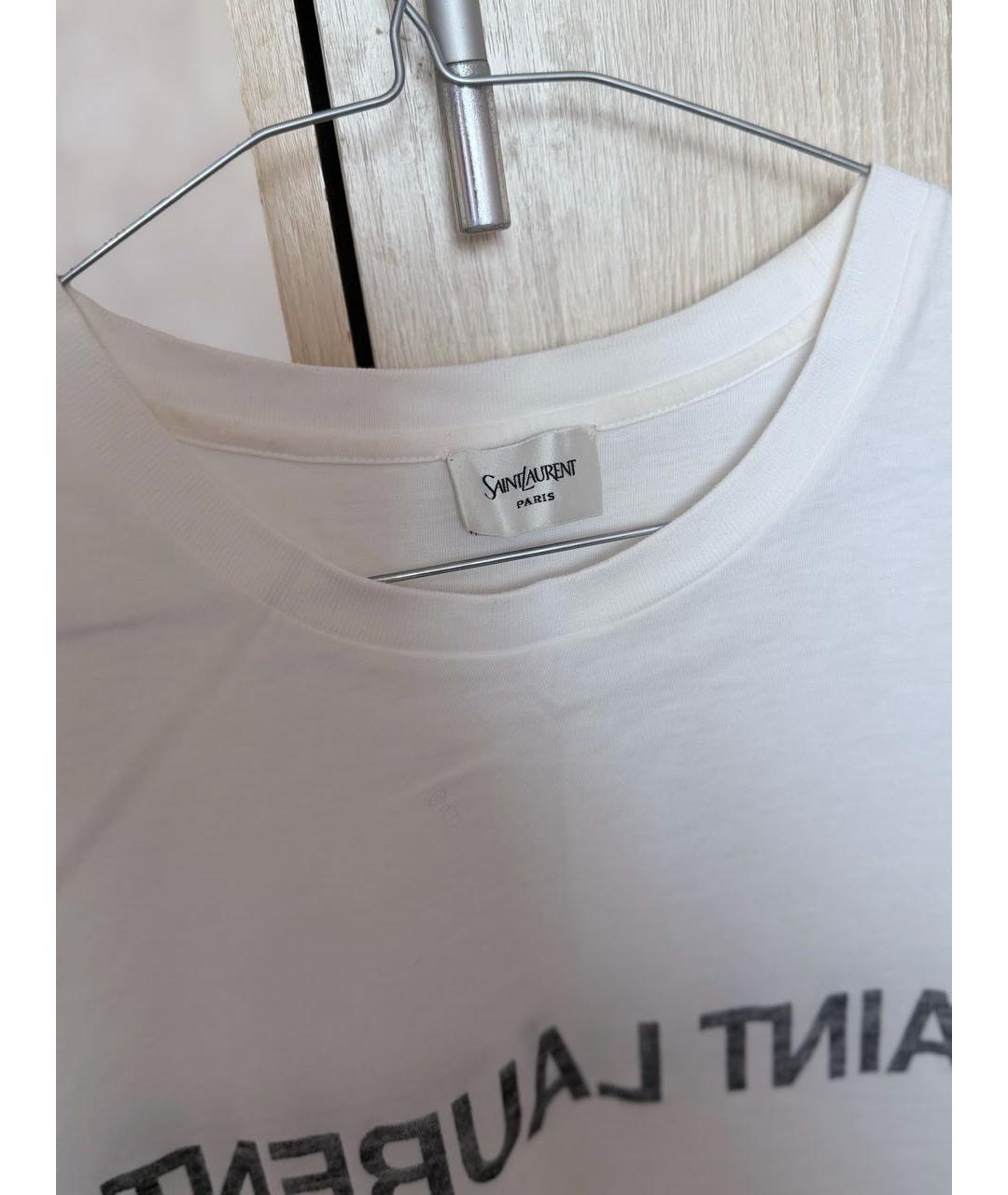 SAINT LAURENT Белая хлопковая футболка, фото 3
