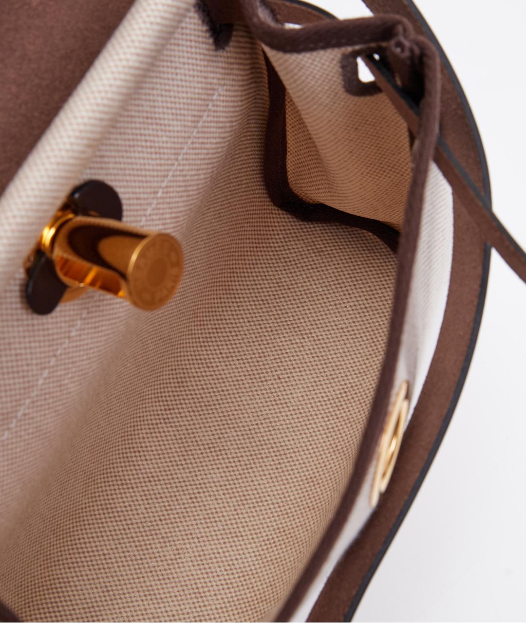 HERMES Бежевая тканевая сумка через плечо, фото 6