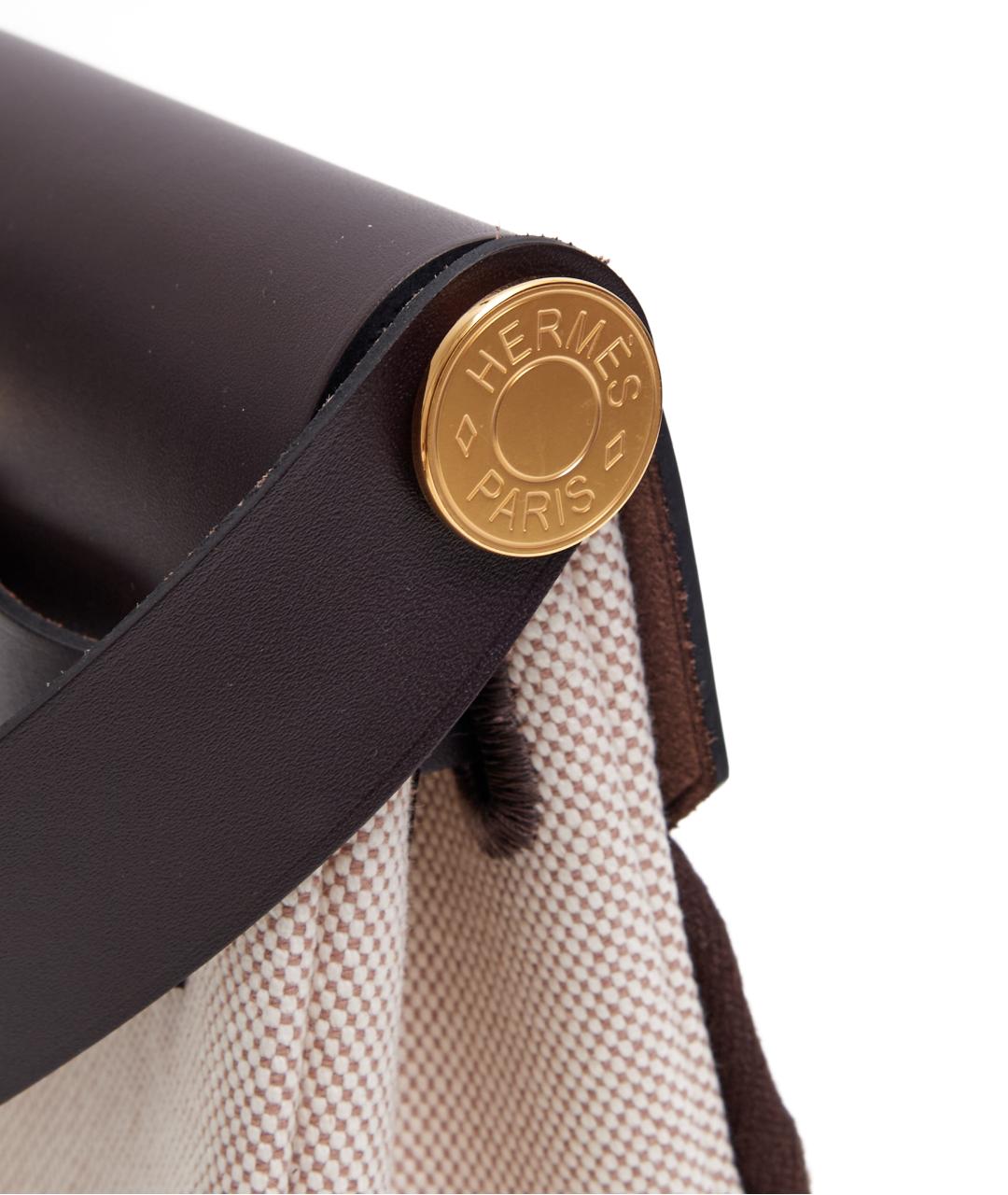 HERMES Бежевая тканевая сумка через плечо, фото 4