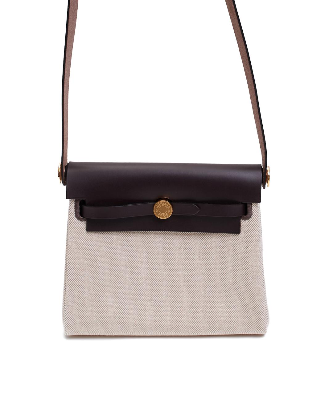 HERMES Бежевая тканевая сумка через плечо, фото 1