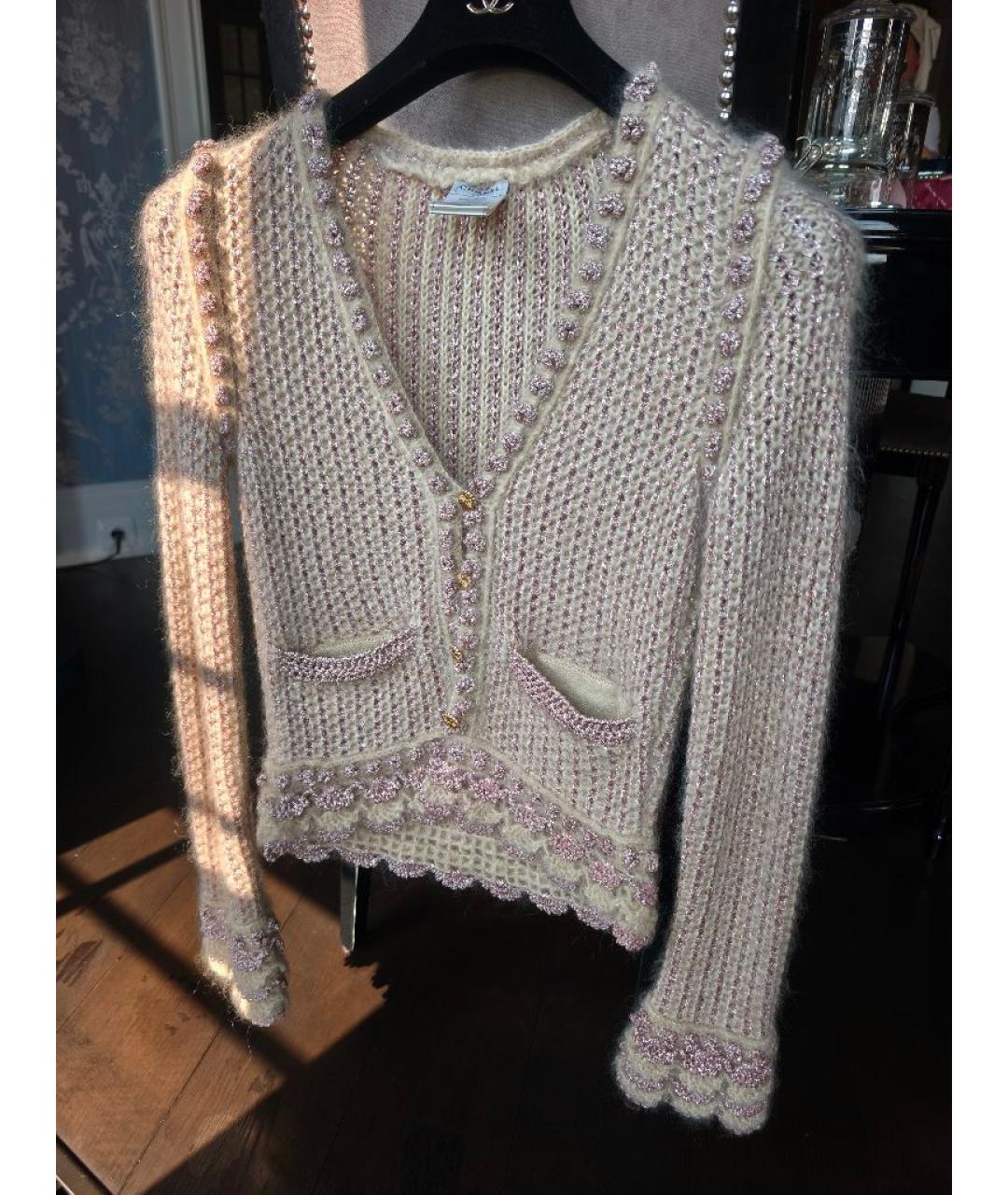 CHANEL Бежевый шерстяной кардиган, фото 5