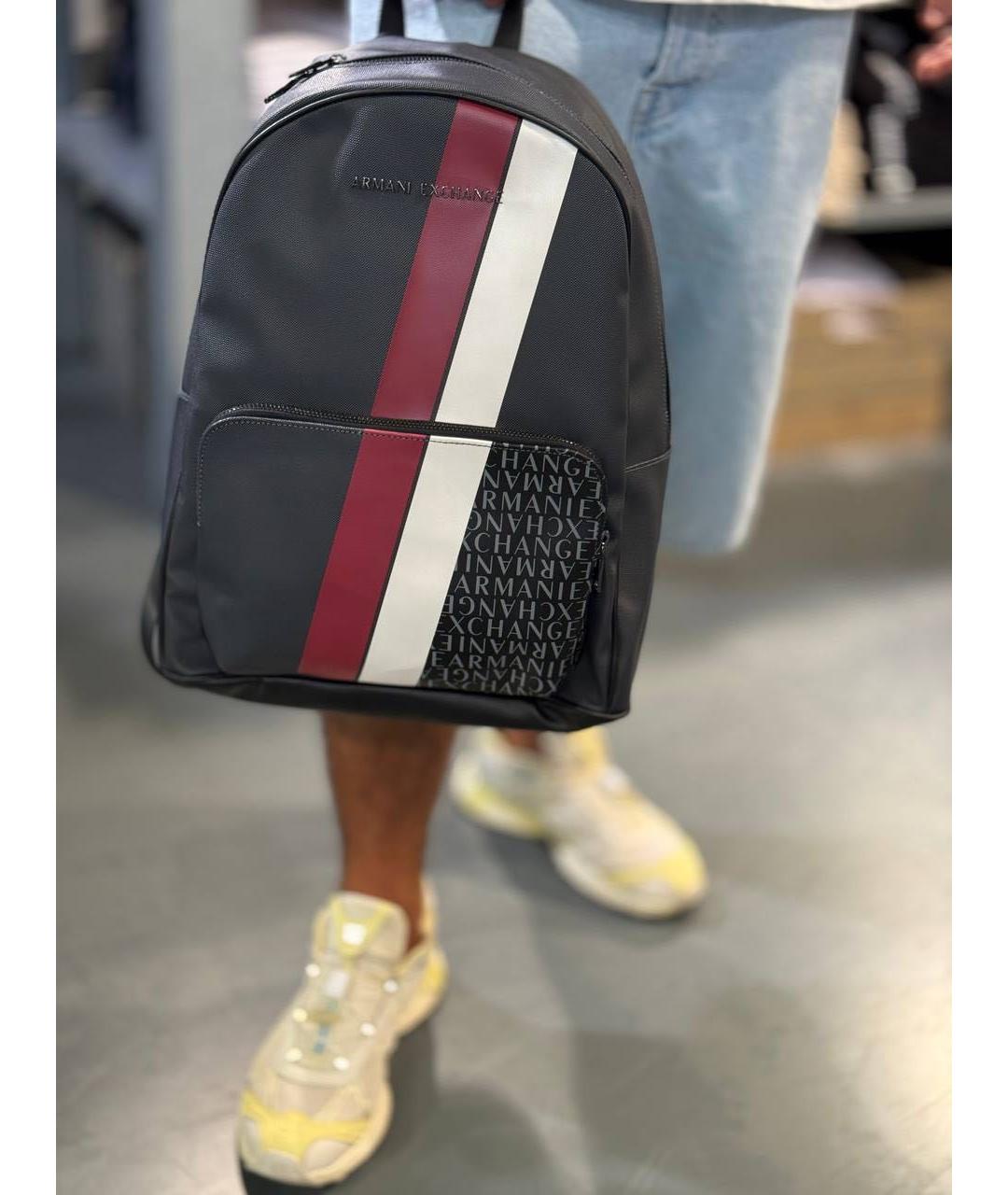 ARMANI EXCHANGE Черный рюкзак из искусственной кожи, фото 4