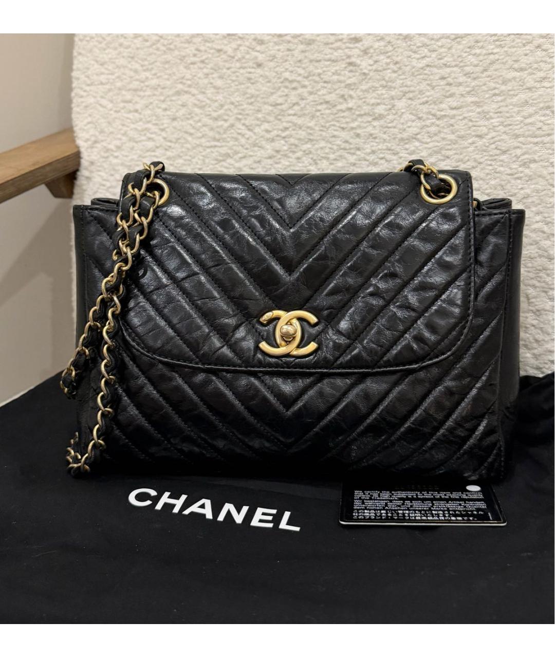 CHANEL Черная кожаная сумка через плечо, фото 2