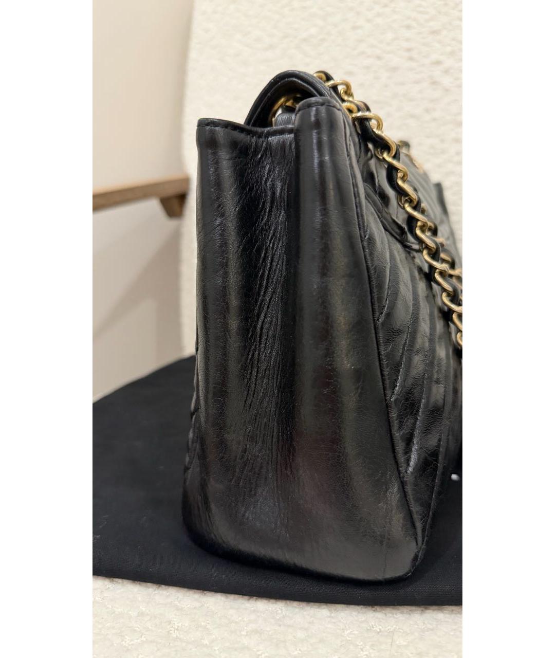 CHANEL Черная кожаная сумка через плечо, фото 6
