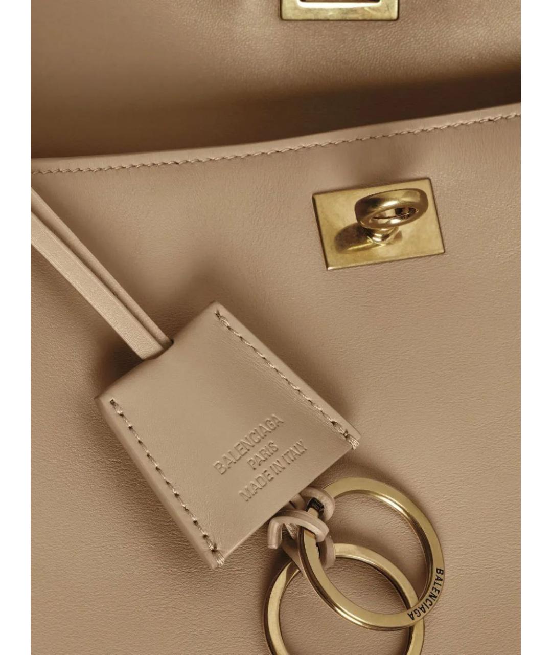 BALENCIAGA Бежевая кожаная сумка тоут, фото 3