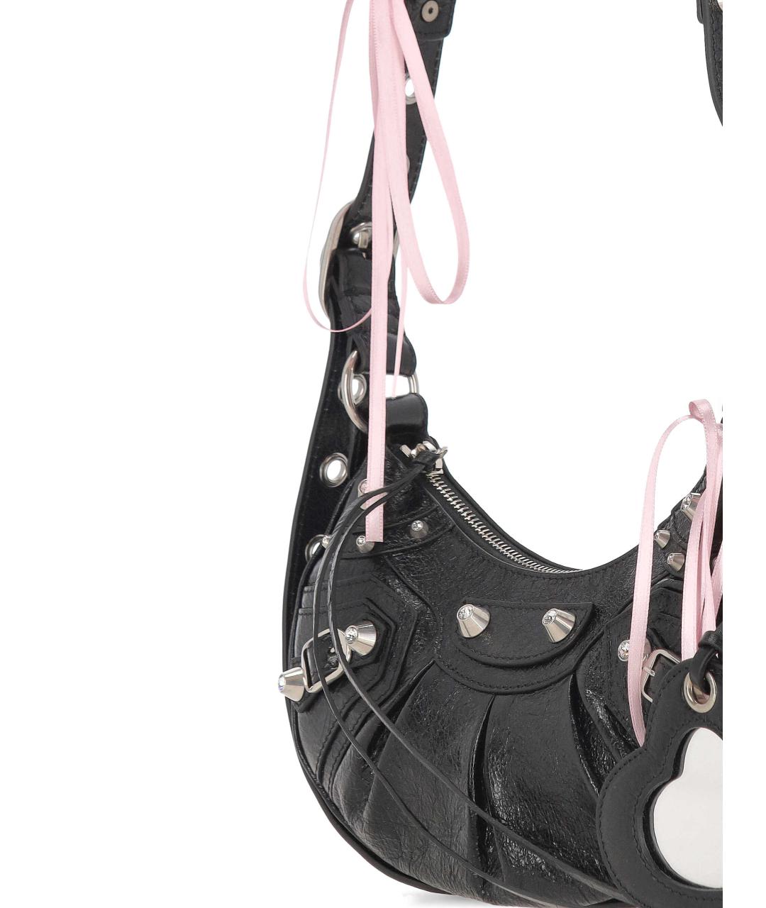 BALENCIAGA Черная кожаная сумка через плечо, фото 4