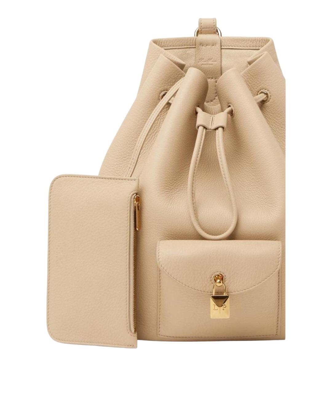 LORO PIANA Бежевый кожаный рюкзак, фото 4