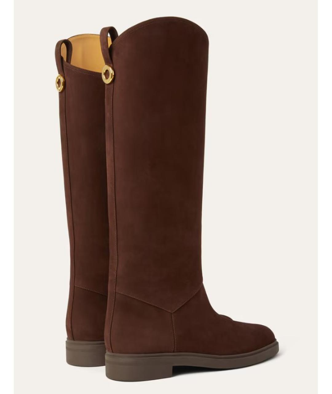 LORO PIANA Коричневые кожаные сапоги, фото 3