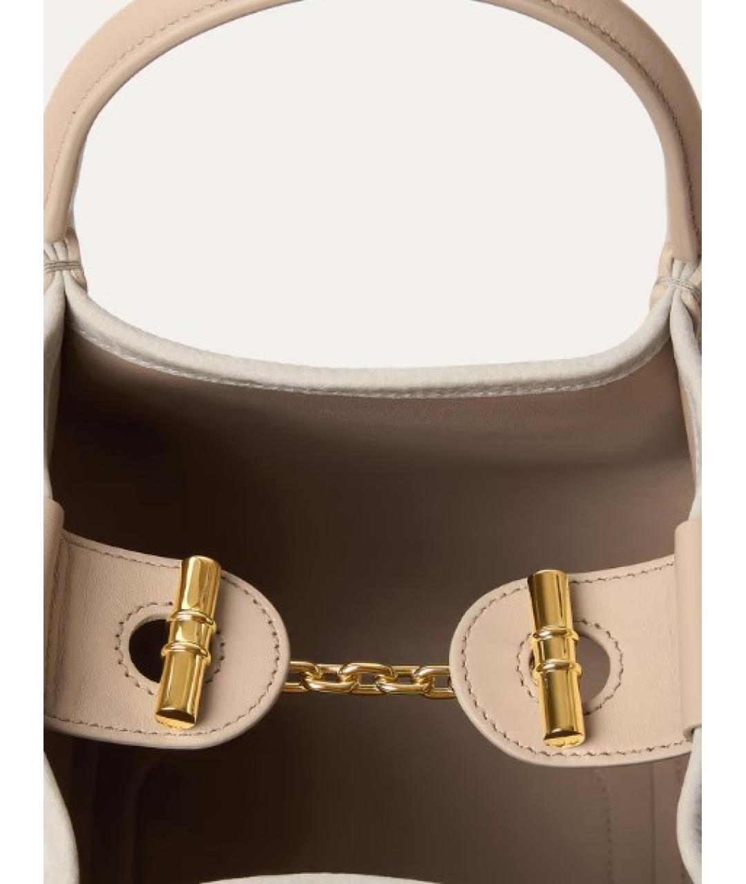 LORO PIANA Бежевая кожаная сумка тоут, фото 4