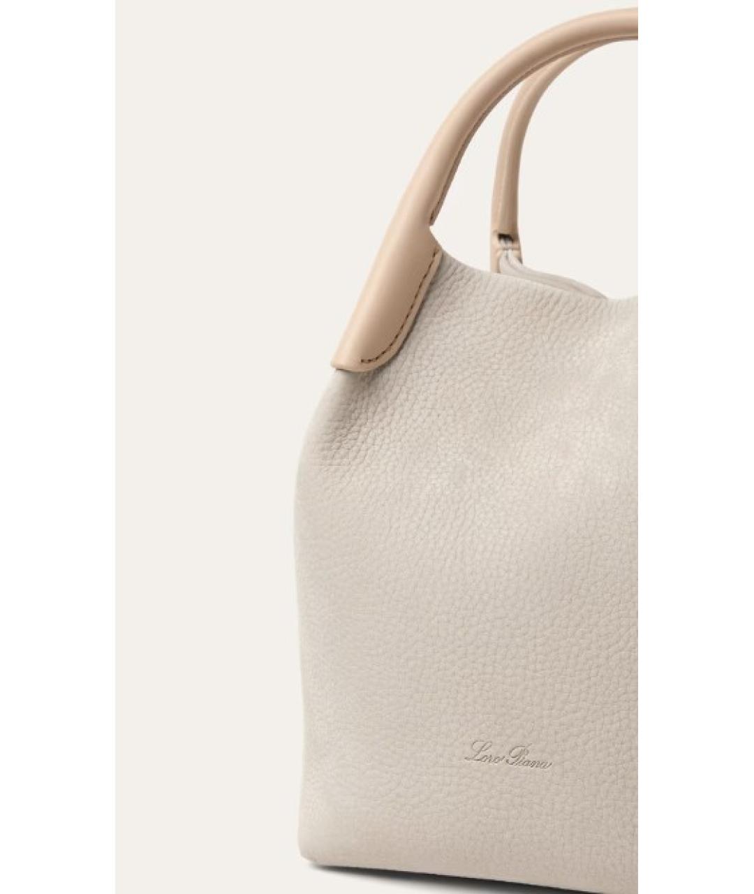 LORO PIANA Бежевая кожаная сумка тоут, фото 3