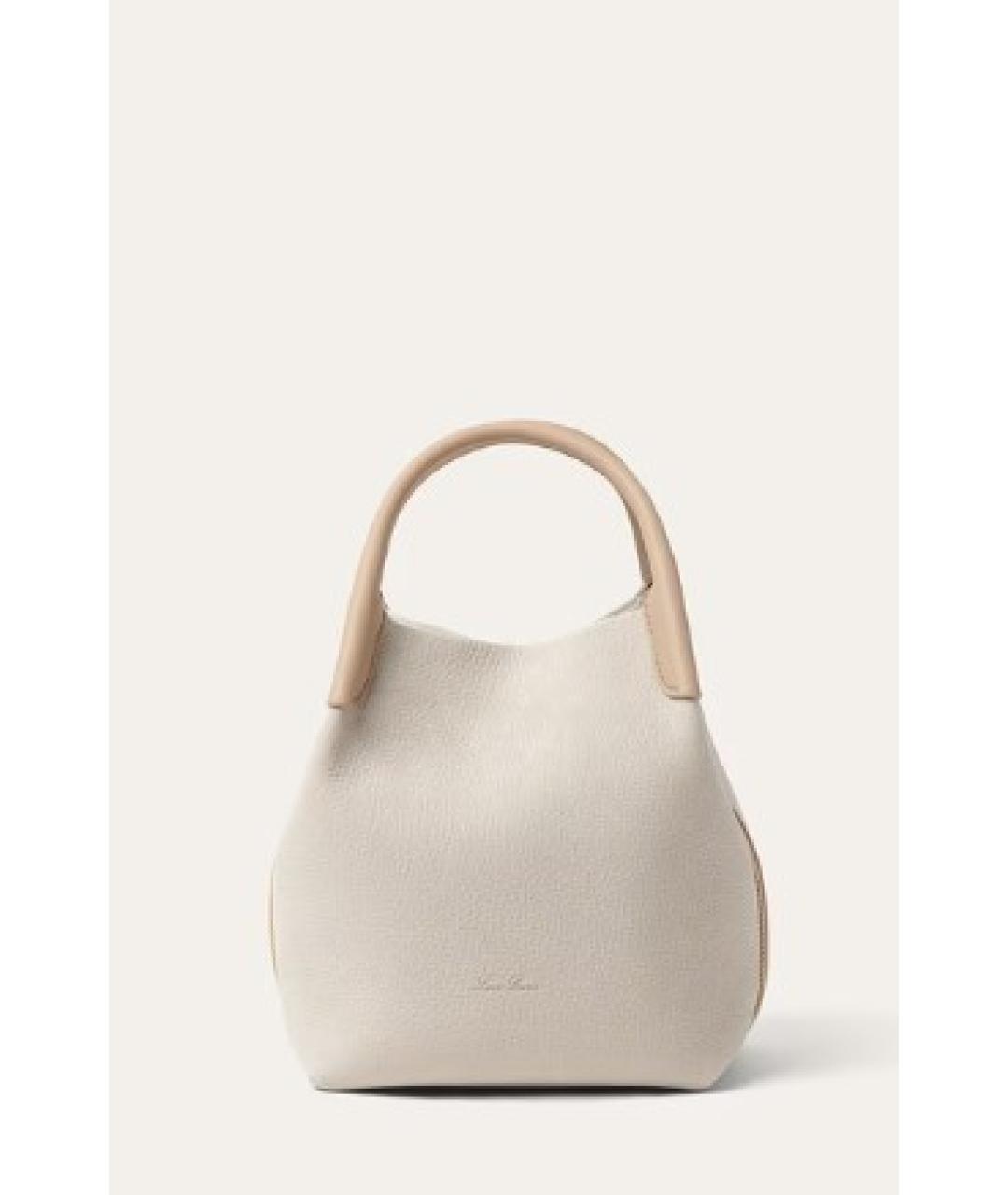 LORO PIANA Бежевая кожаная сумка тоут, фото 5