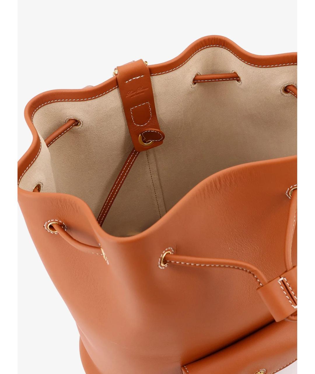 LORO PIANA Коричневый кожаный рюкзак, фото 4