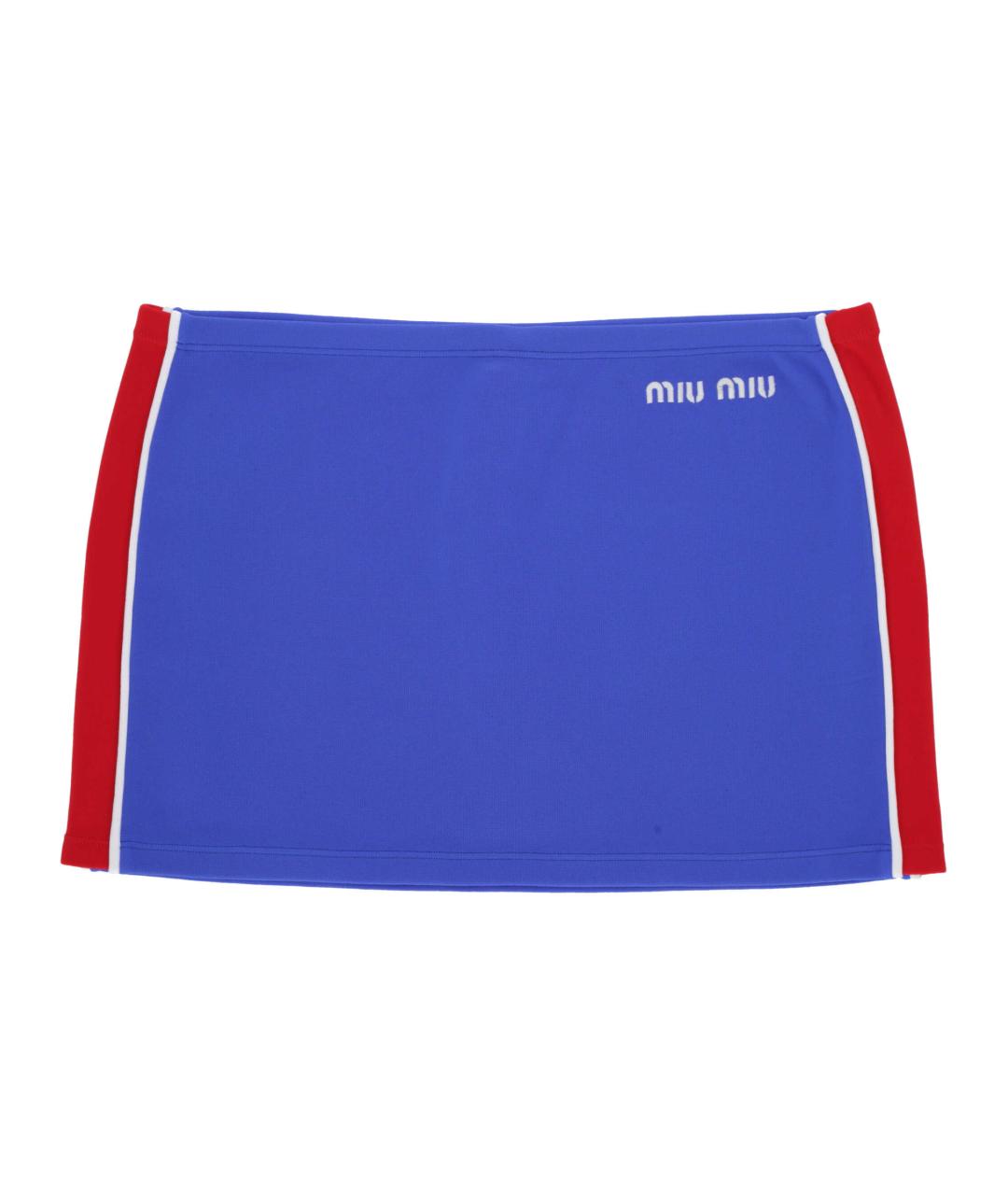 MIU MIU Синяя полиамидовая юбка мини, фото 1